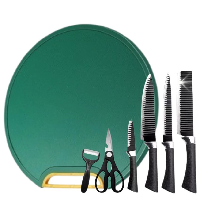Kit Tábua Premuim Com Kit 6 Pecas de Facas de Corte Antibacteriana À Prova De Mofo 30cm