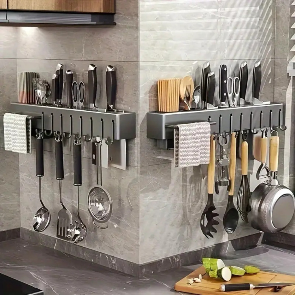 Suporte Para Armazenamento De Facas Ganchos Talheres Utensílios De Cozinha