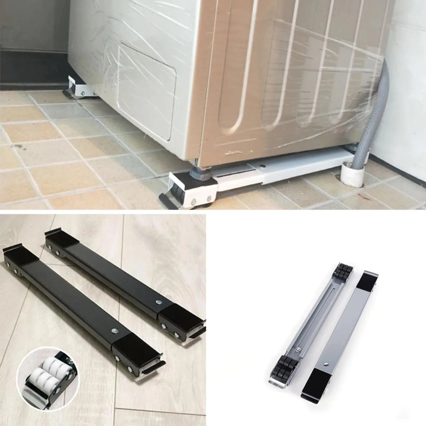 Suporte ajustável com rodas para máquina de lavar, estabilizador para pisos de cerâmica e madeira